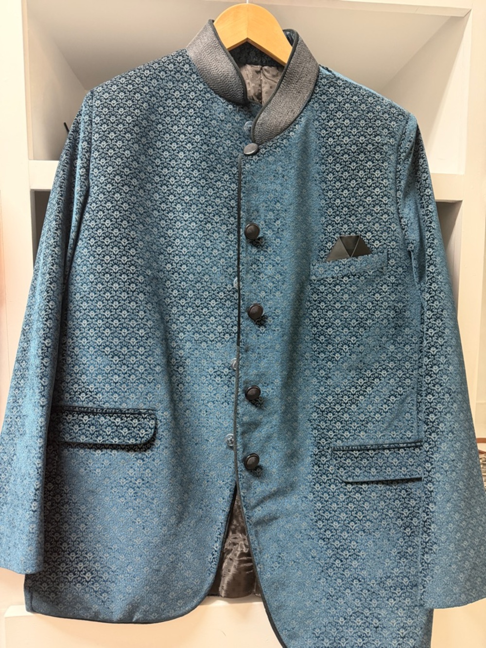 Blue Velvet Prince Collar Blazer